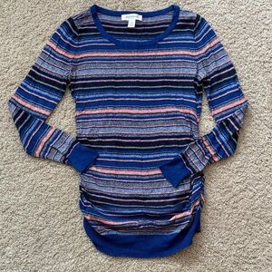 Motherhood Blue and Pink Striped Long Sleeve Top